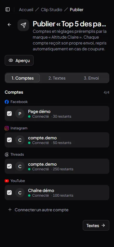 Publier sur un téléphone