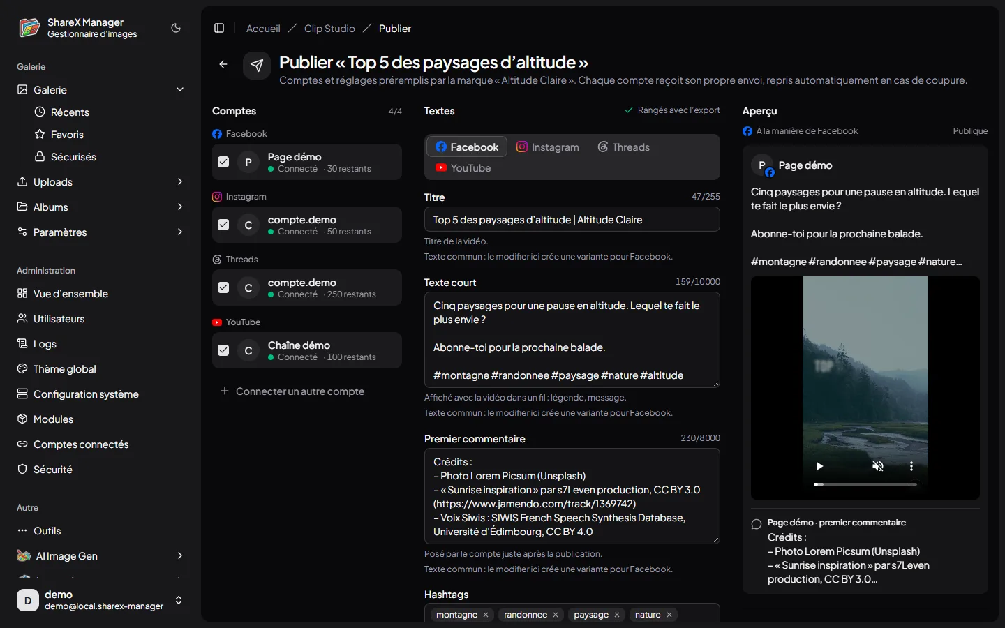 Écran Publier