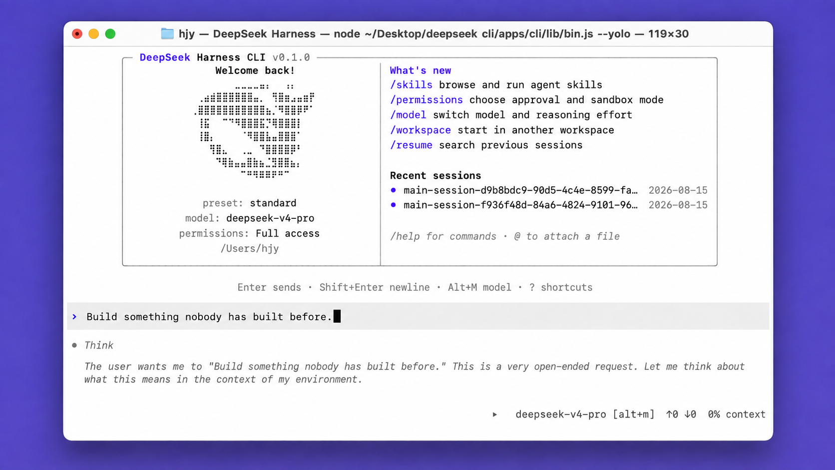 DeepSeek CLI terminal preview