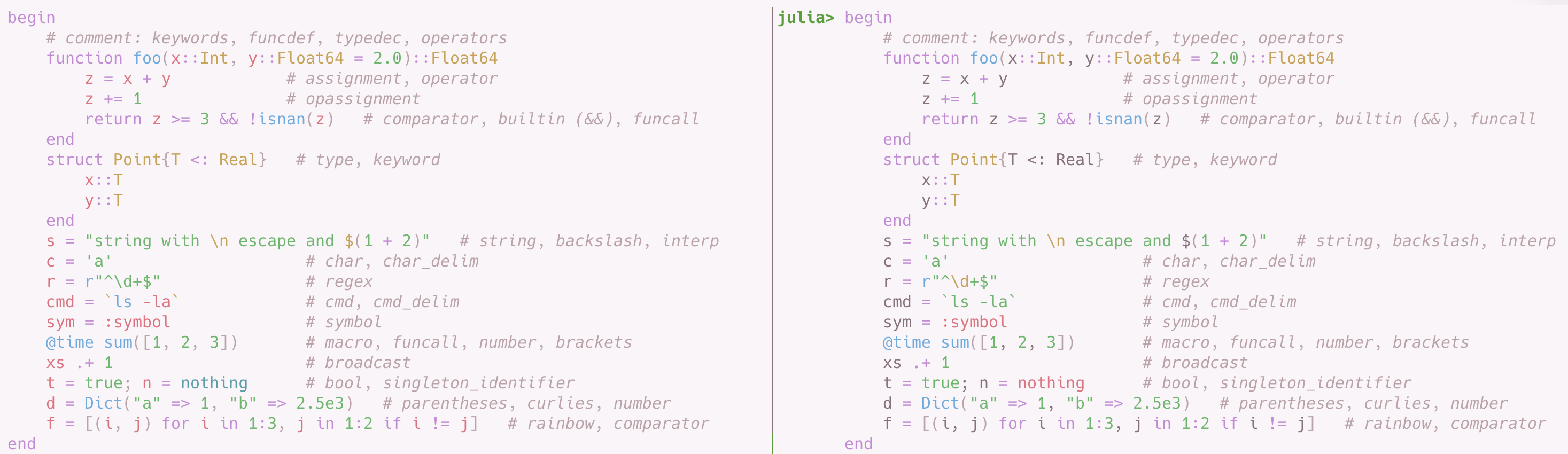 Side by side comparison with Edge colorscheme