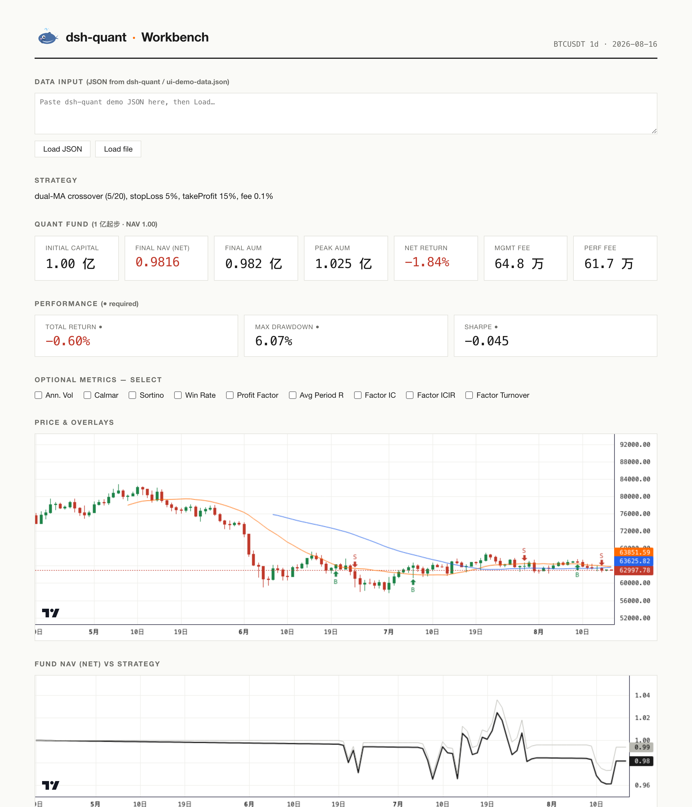 dsh-quant UI