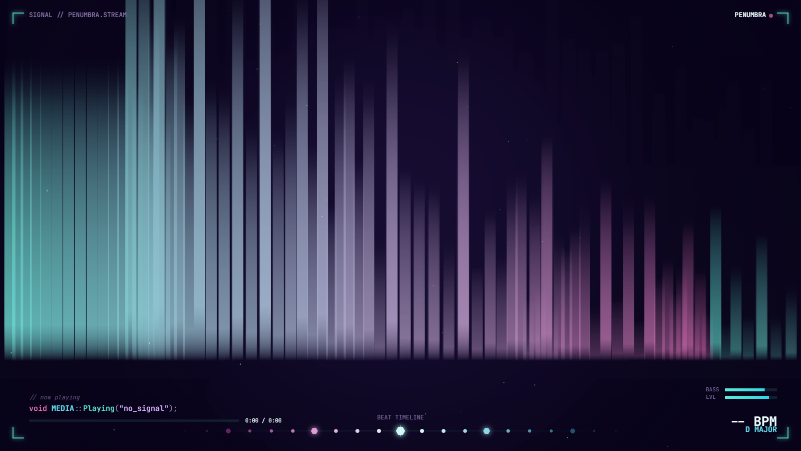 Aurora Flow — curtain-shaped low-frequency response with hue-cycling