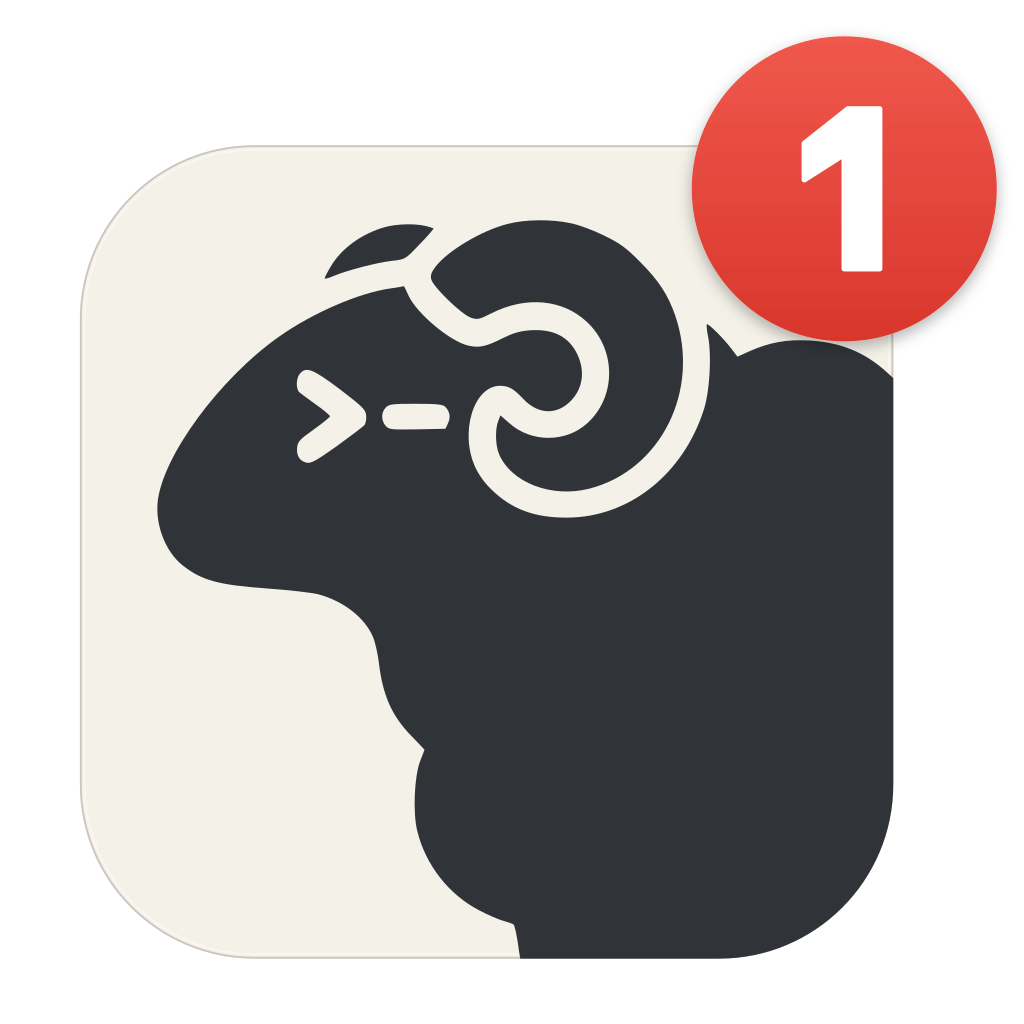 Herdr ram on a simple ivory tile with a red notification badge showing 1