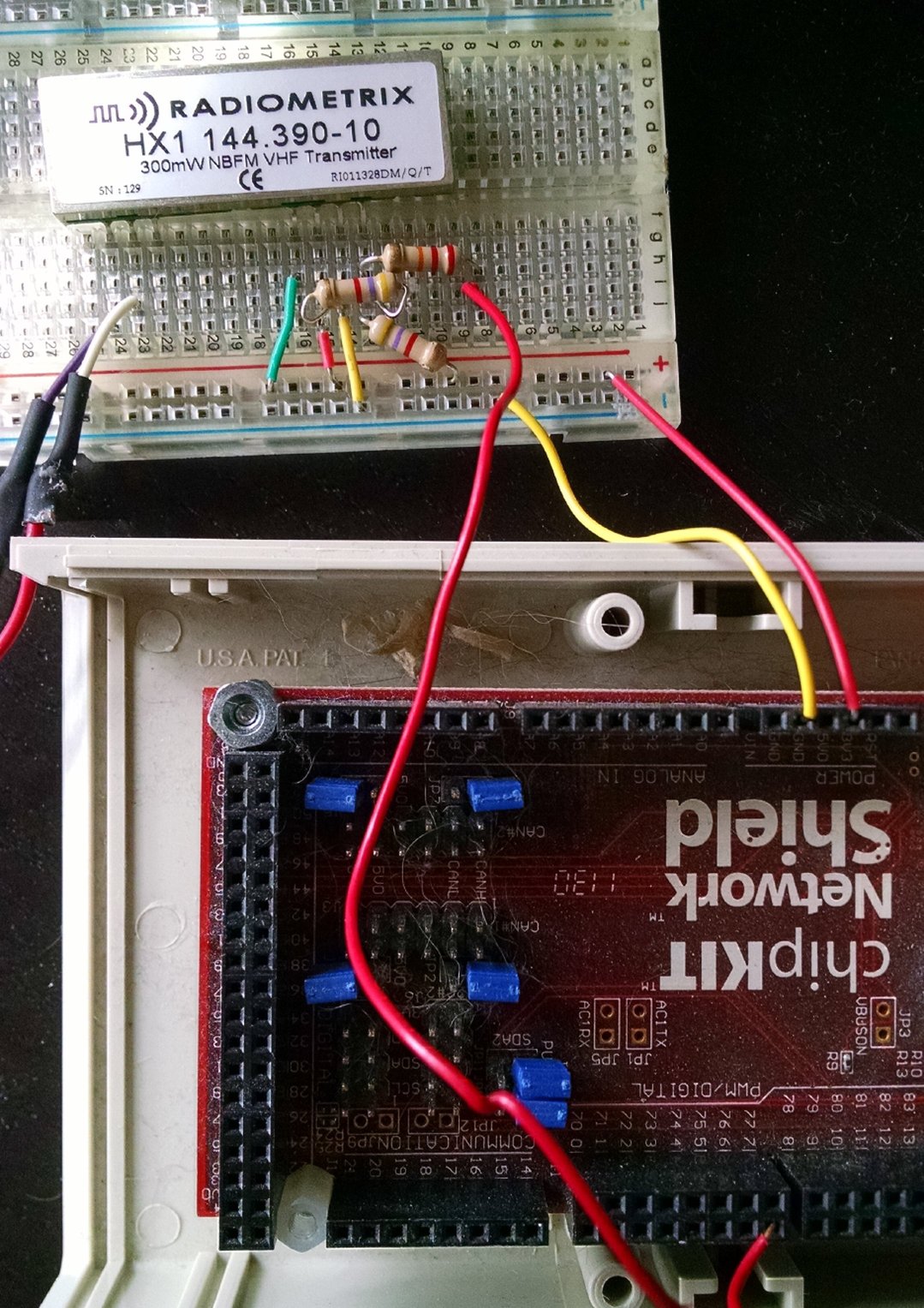 Radio, Breadboard and chipKIT Wired Up