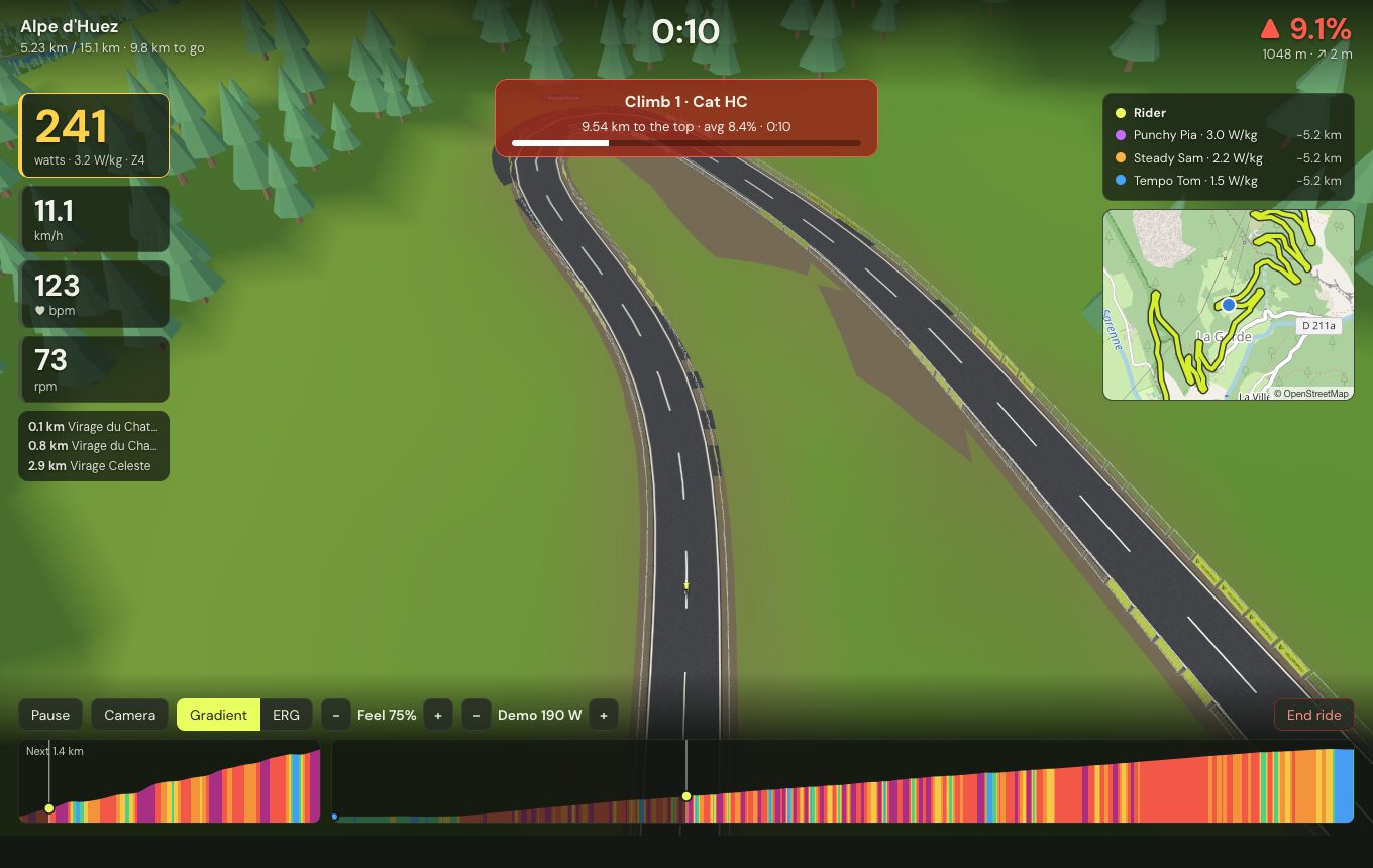 Overhead view of the Alpe d'Huez hairpins