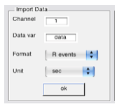 Import data dialogue box.