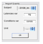 Import events dialogue box.