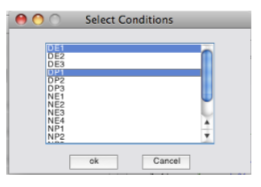 Select conditions dialogue box.