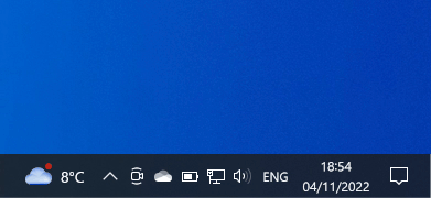 Screen capture of the windows notification appearing.