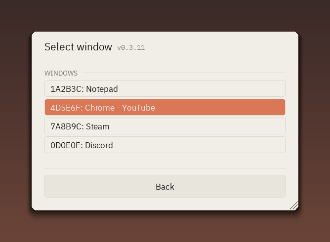 Lista de janelas da edição AMD do NeuralScreen