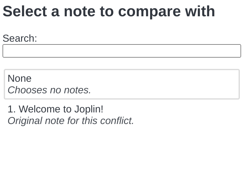 screenshot: Select a note to compare with, 'none' circled.