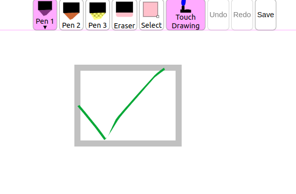 screenshot of the image editor, displaying a green checkmark. The circle is invisible