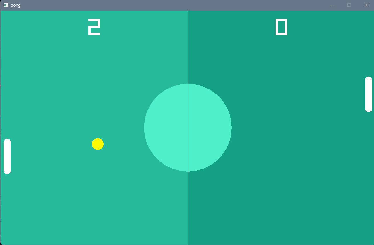 Image of the pong game running