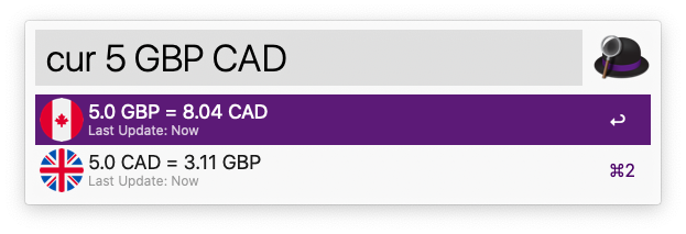 cur 5 GBP CAD