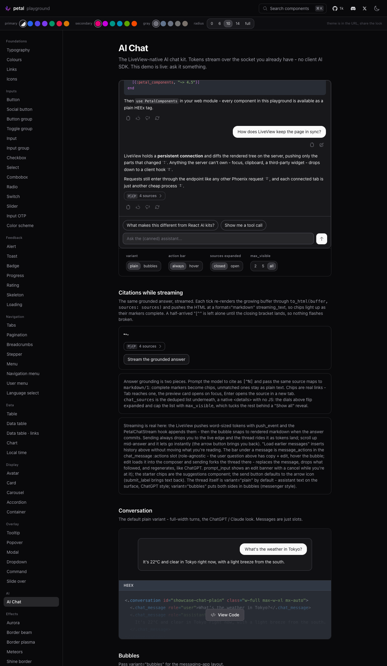 Chat sources, dark