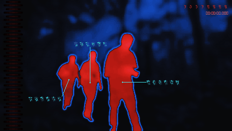 Bright glowing red active vocoder segments above dark burgundy-to-black inactive bars