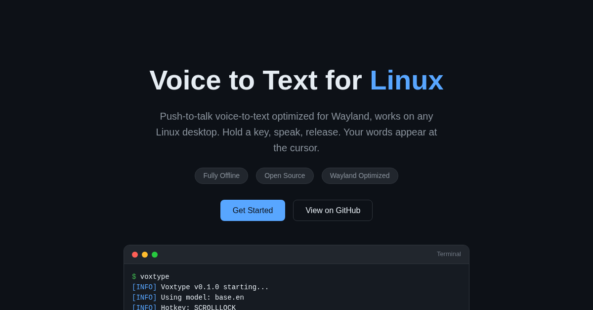 Voxtype - Voice to Text for Linux