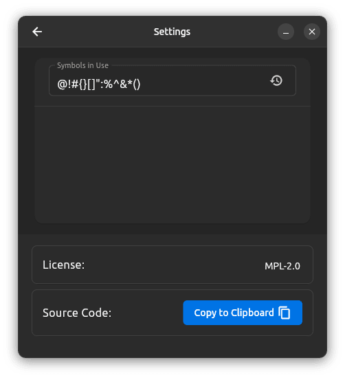 settings page