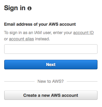 AWS Login Screen