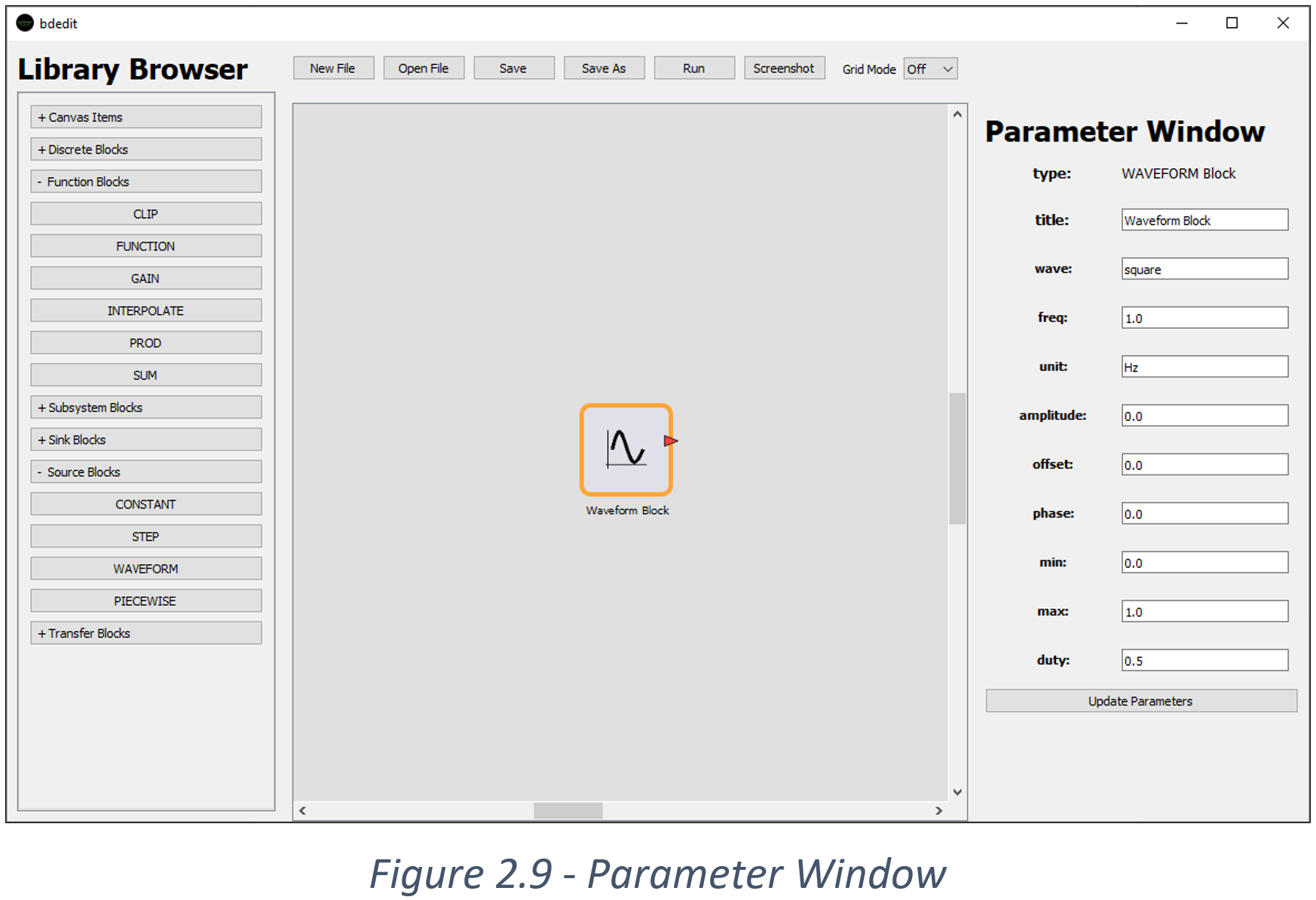 Parameter Window