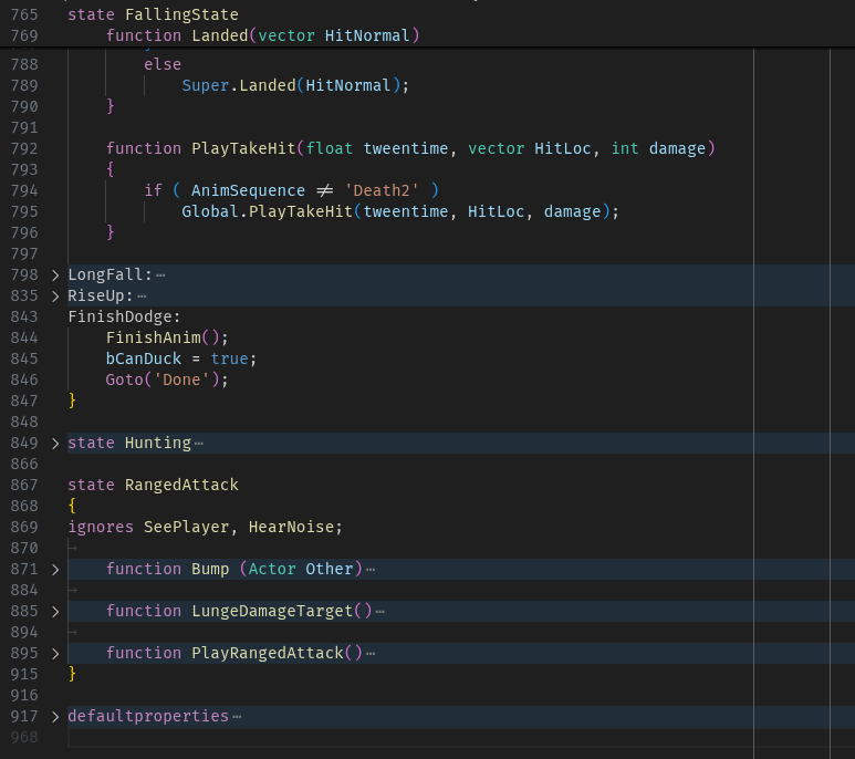 Code with some states and functions folded