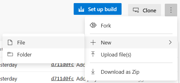 Azure DevOps Repos Files Add New File