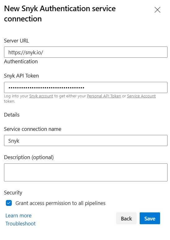 Azure DevOps Snyk Service Connection Setup