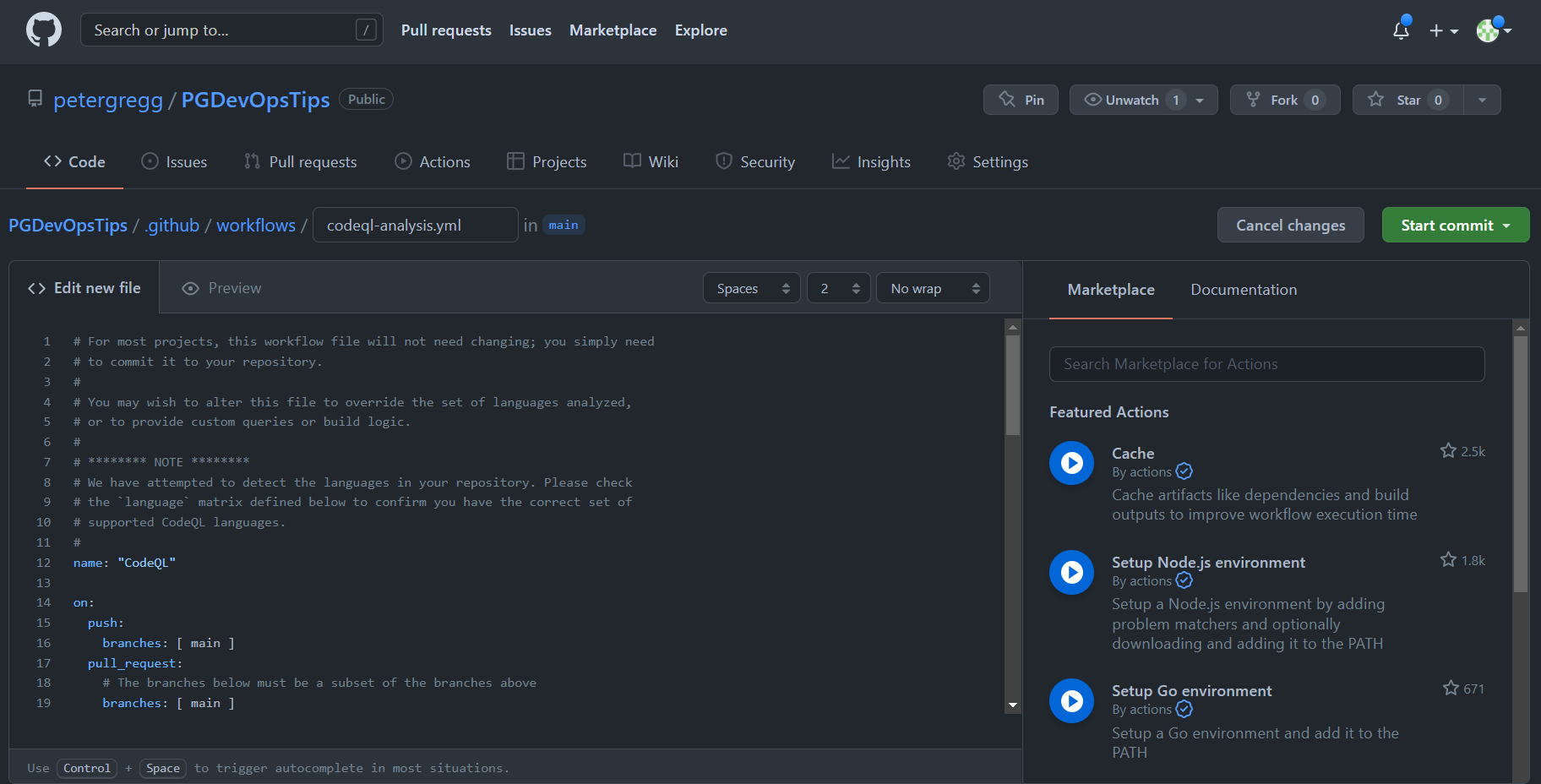 GitHub Settings Code Security And Analysis Code Scanning Set Up This Workflow