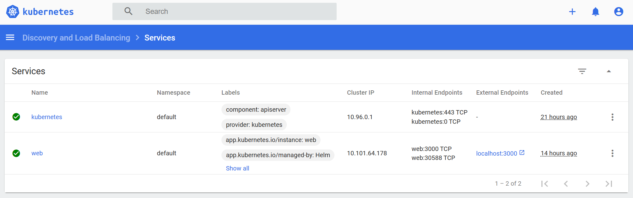 Kubernetes Dashboard Discovery And Load Balancing Services