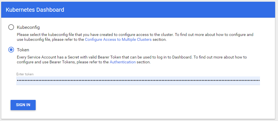 kubernetes Dashboard Login