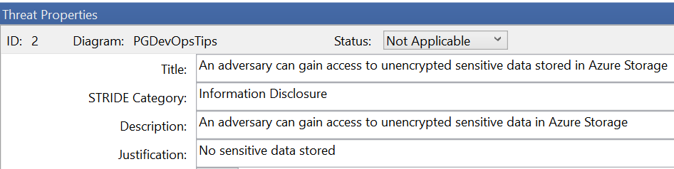 MS Threat Modeling Tool Threat List Mark Threats As Not Applicable