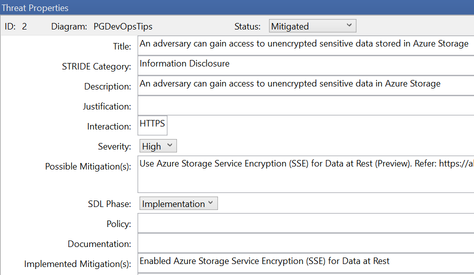 MS Threat Modeling Tool Threat List Mitigate Threats