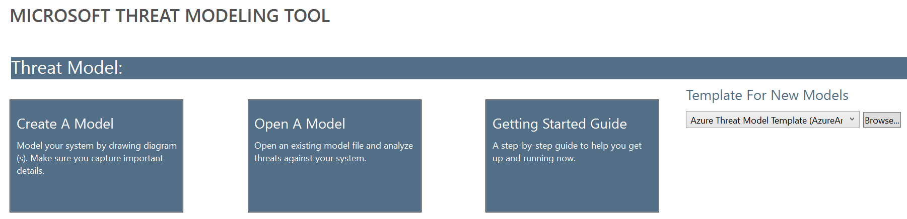 MS Threat Modeling Tool Threat Model Selection