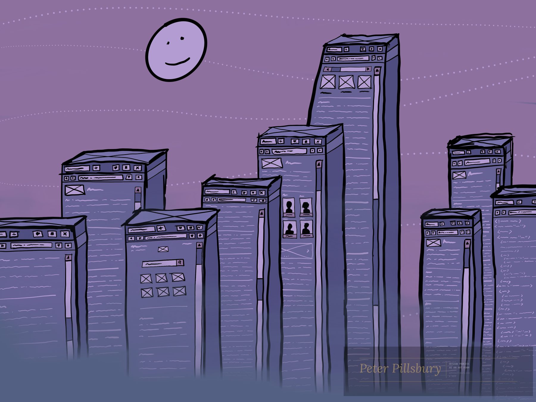 Moon Over Wireframe City — Peter Pillsbury Art