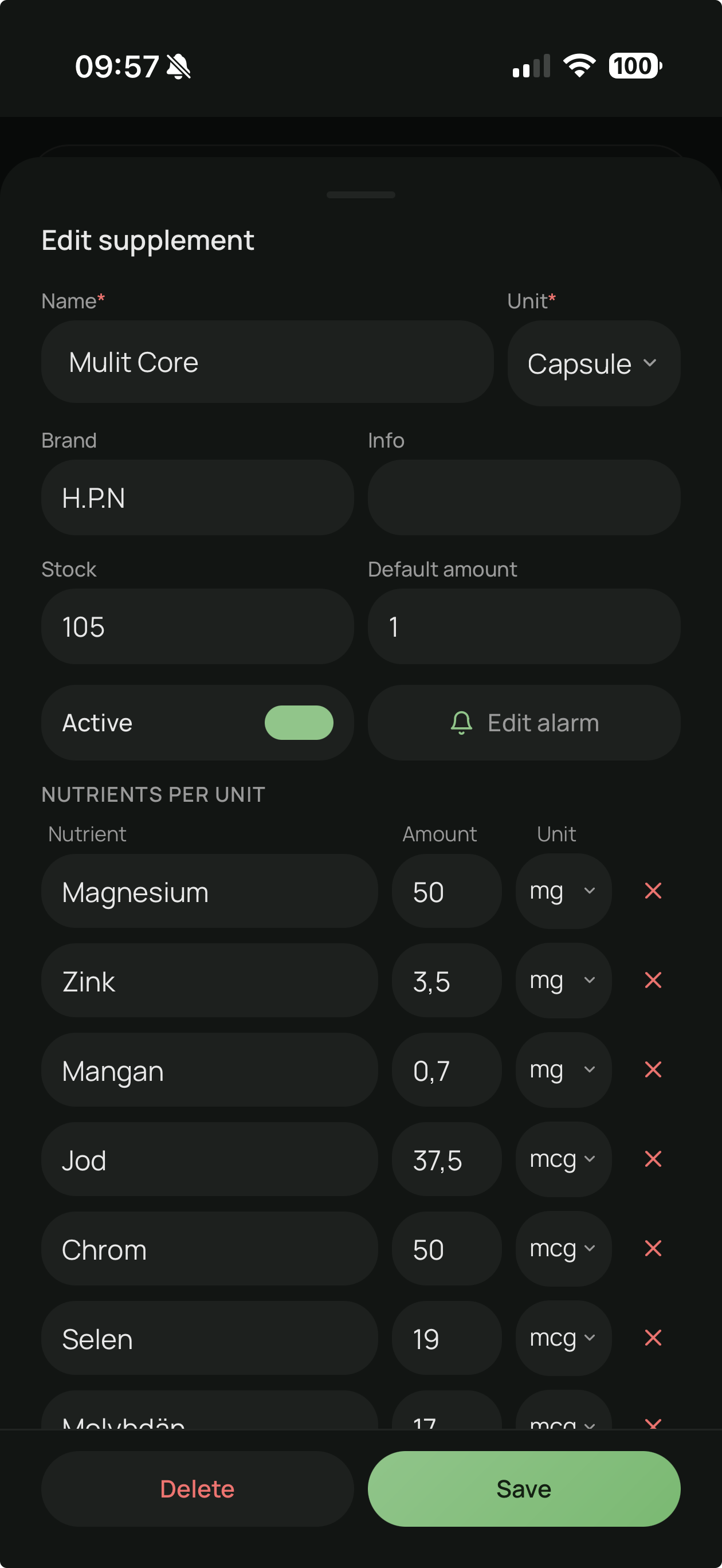 Edit supplement
