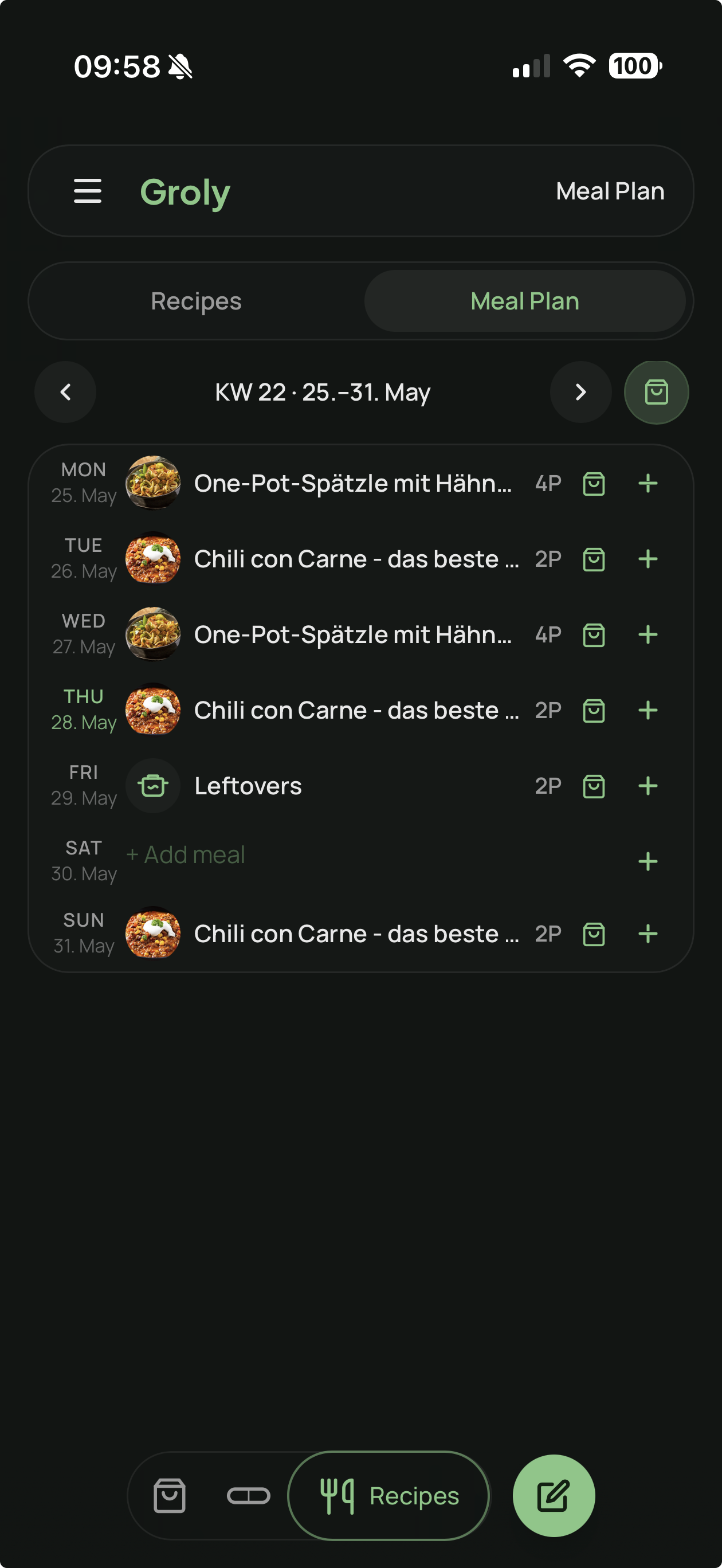 Weekly meal planner