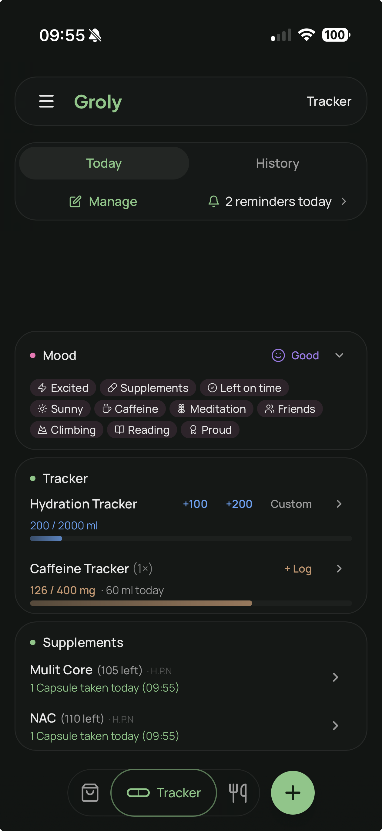 Supplement tracker – today