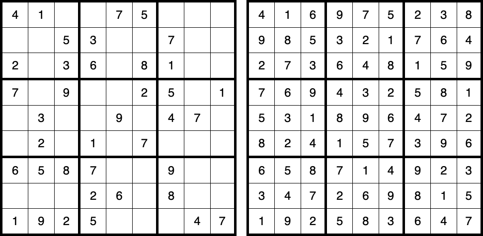 Example puzzle and solution