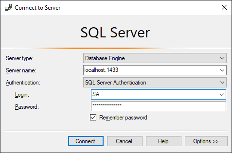 user sa configuration