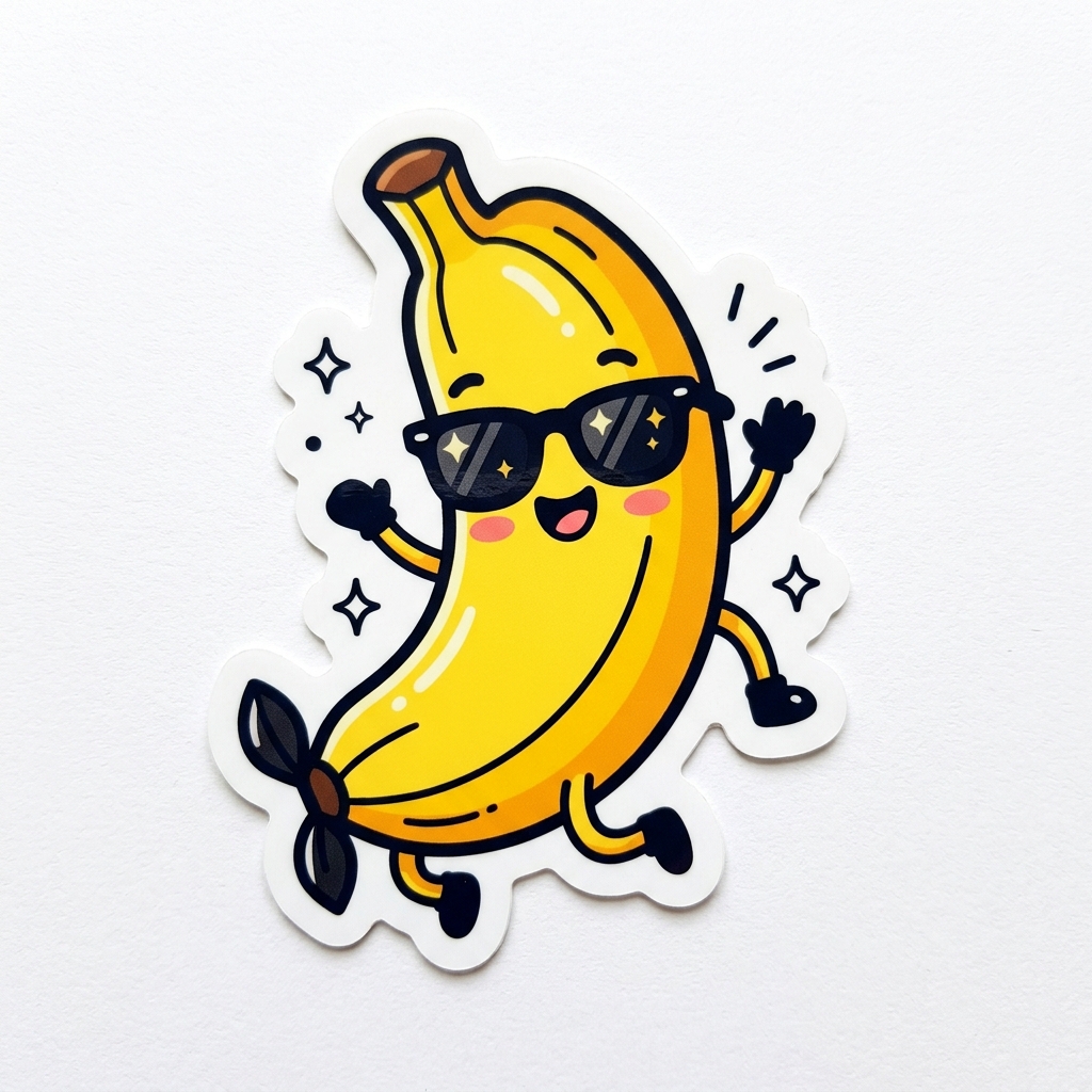 Kawaii banana sticker wearing sunglasses