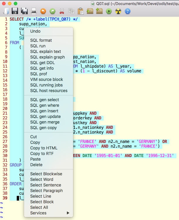 gvim-right click menu