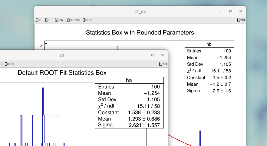 Rounding of the parameter values for ROOT statistics box