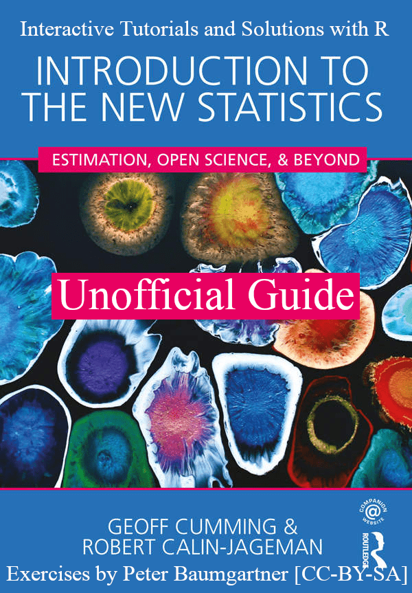 Faked cover image of 'Introduction to the New Statistics' with overlaid text referencing to unofficial interactive tutorials accompanying the text book.