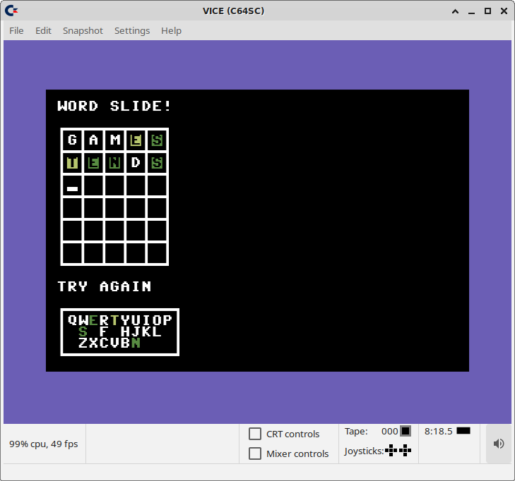 Commodore 64 VICE emulation screen capture