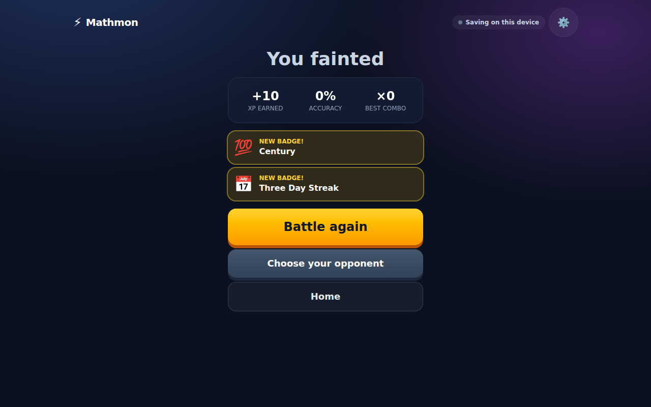 Defeat still earns XP