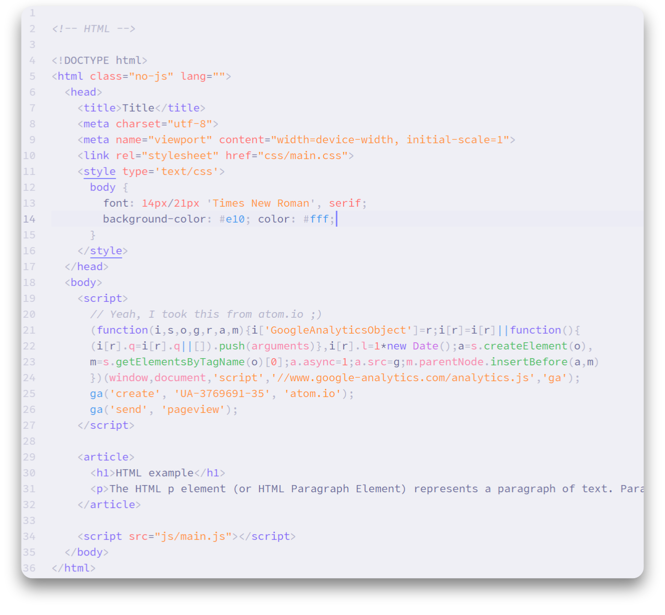 Example HTML