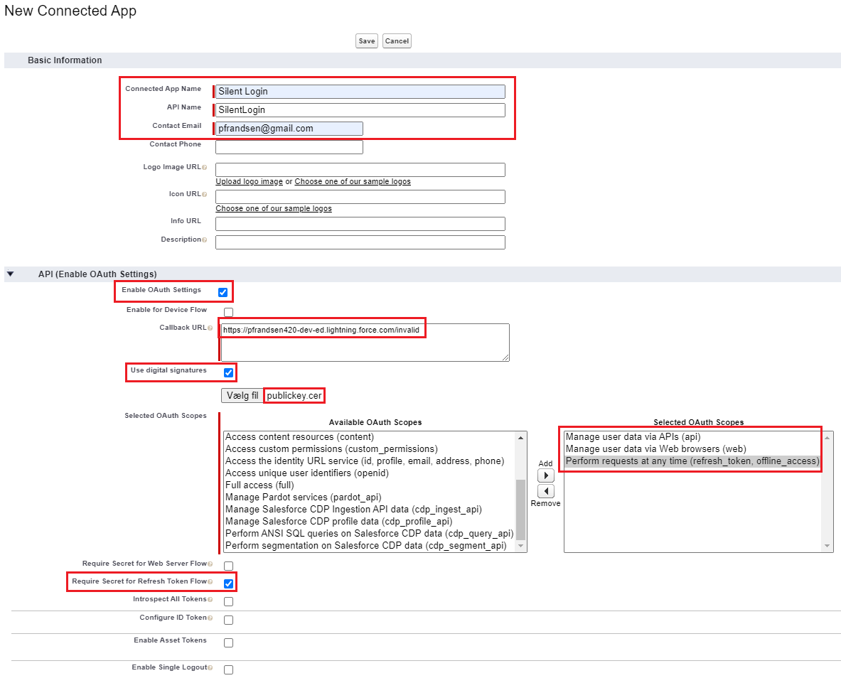 Connected App Configuration Showing the Connected App Configuration in the Salesforce Setup user interface
