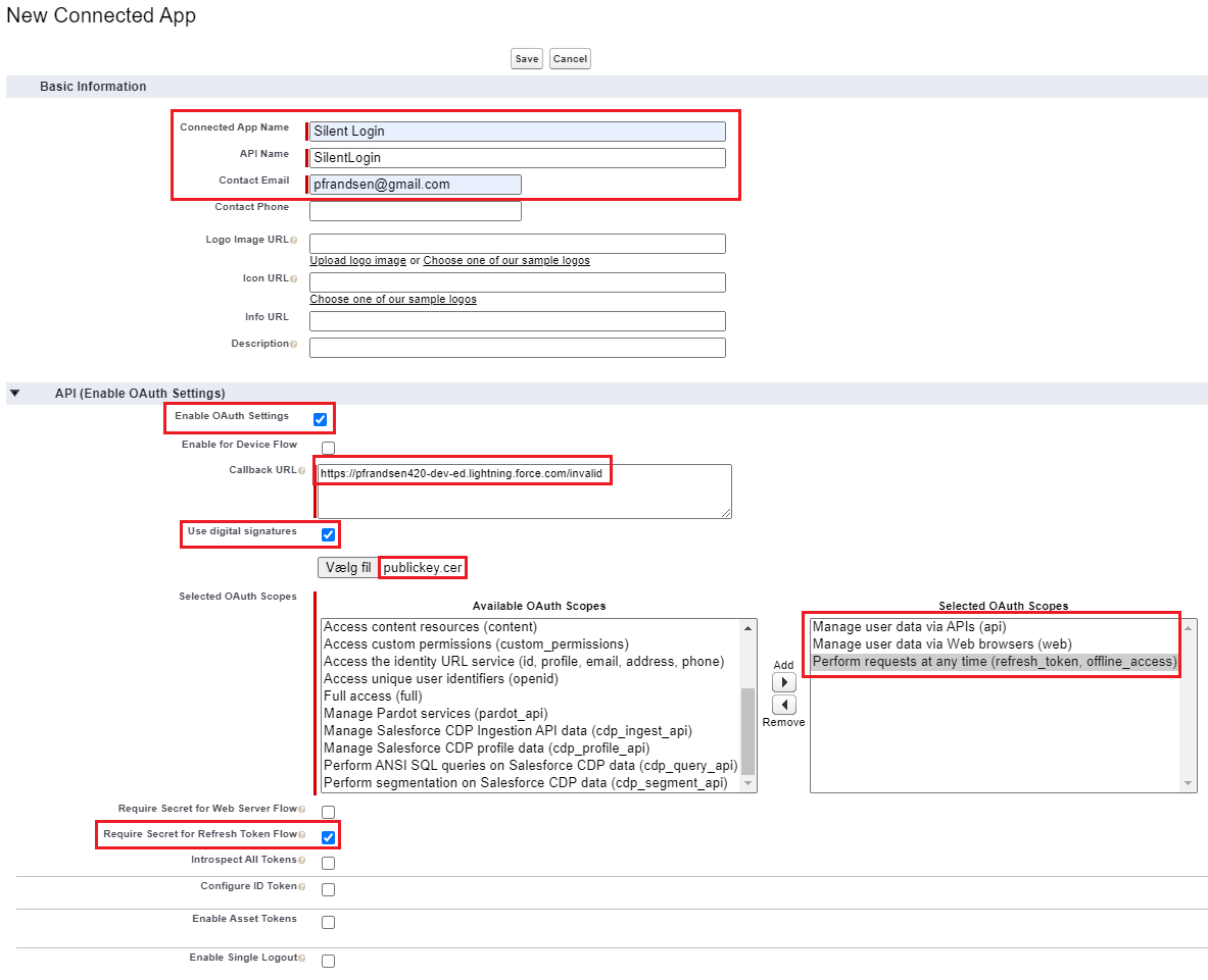 Showing the Connected App Configuration in the Salesforce Setup user interface