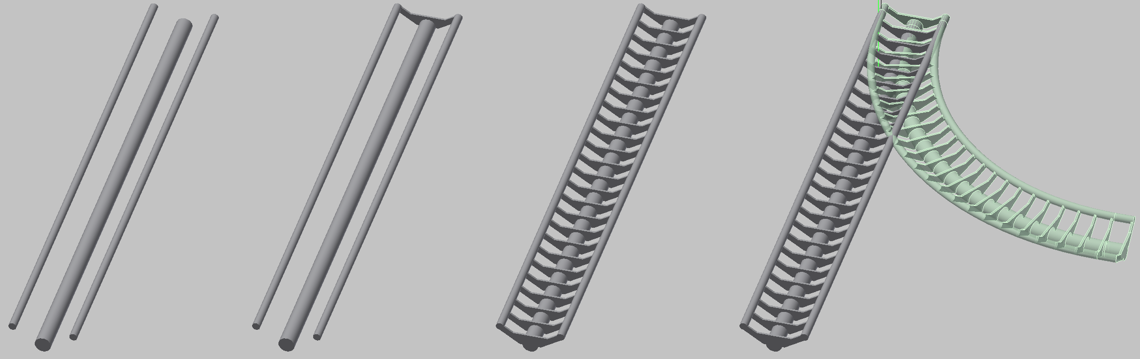 Screenshot of curved track in CAD