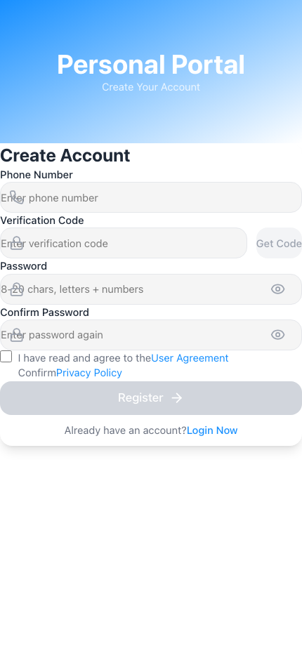 Mobile Registration Portal